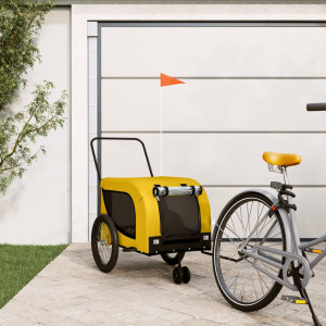 Reboque bicicleta animais de estimação ferro pano Oxford amarelo preto D