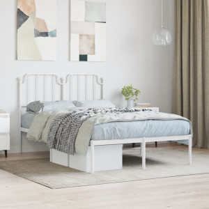 Estructura de cama de metal con cabecero blanca 120x190 cm D