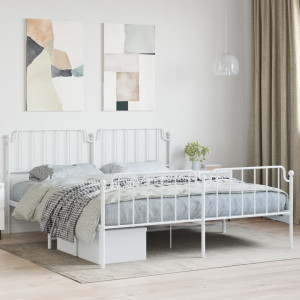 Estructura cama metal con cabecero y pie cama blanco 183x213 cm D