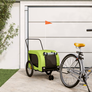 Trailer de bicicleta para animais de estimação em ferro Oxford pano verde preto D