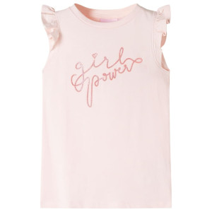 Camiseta para niños de manga volante rosa suave 128 D