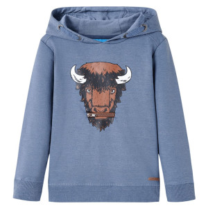 Sudadera para niños con capucha azul melange 92 D