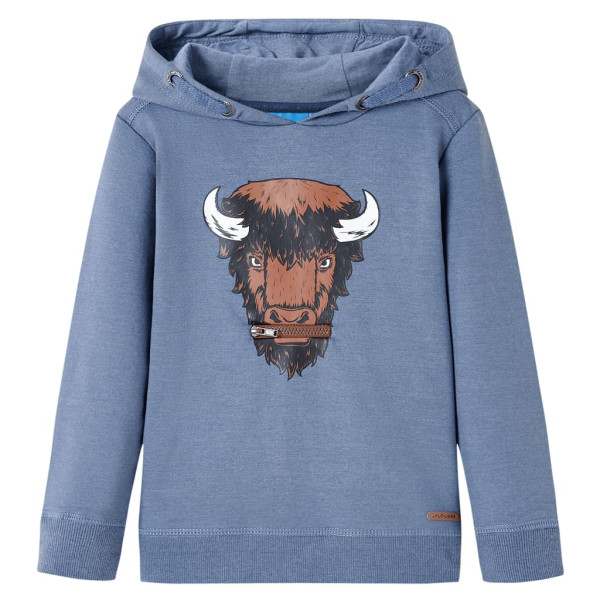 Sudadera para niños con capucha azul melange 116 D