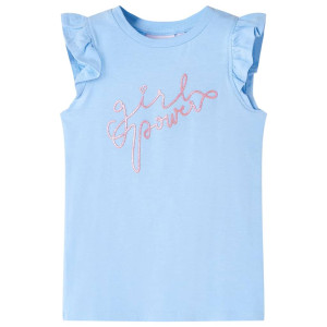 Camiseta infantil manga babado azul claro 104 D