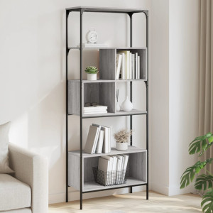 Livraria 5 prateleiras madeira engenharia cinza Sonoma 76x33x188.5cm D