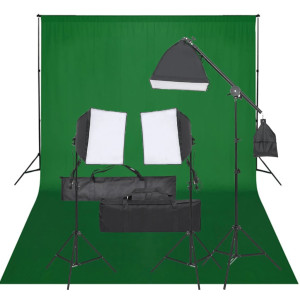 Kit de estúdio fotográfico com conjunto de iluminação e fundo D