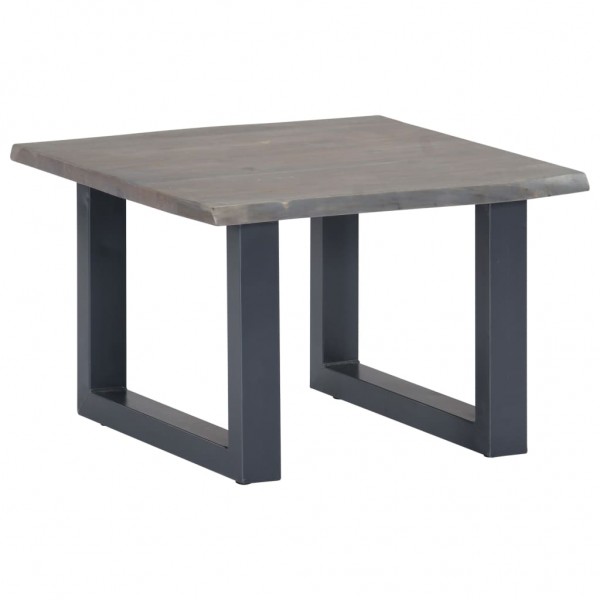 Mesa de centro borde natural de acacia maciza gris 60x60x40 cm Mesa de centro borde natural de acacia maciza gris 60x60x40 cm D