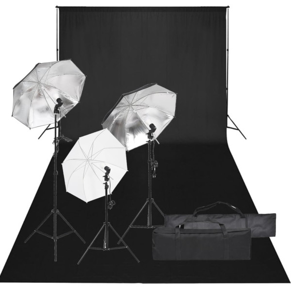 Kit de estudio fotográfico con set de luces y fondo D