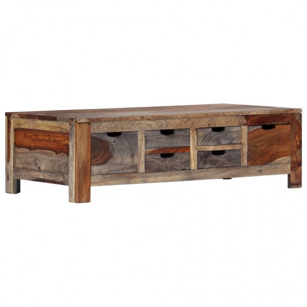 Mesa de centro madeira maciça de sheesham cinza 100x50x30 cm D