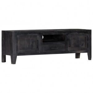 Mueble para TV de madera maciza de mango negro 118x30x40 cm D