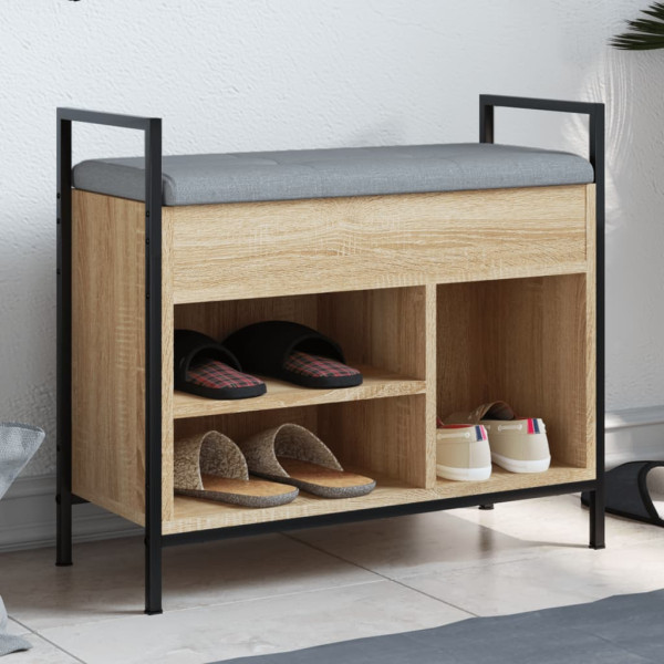 Banco zapatero madera de ingeniería roble Sonoma 65.5x32x57.5cm D