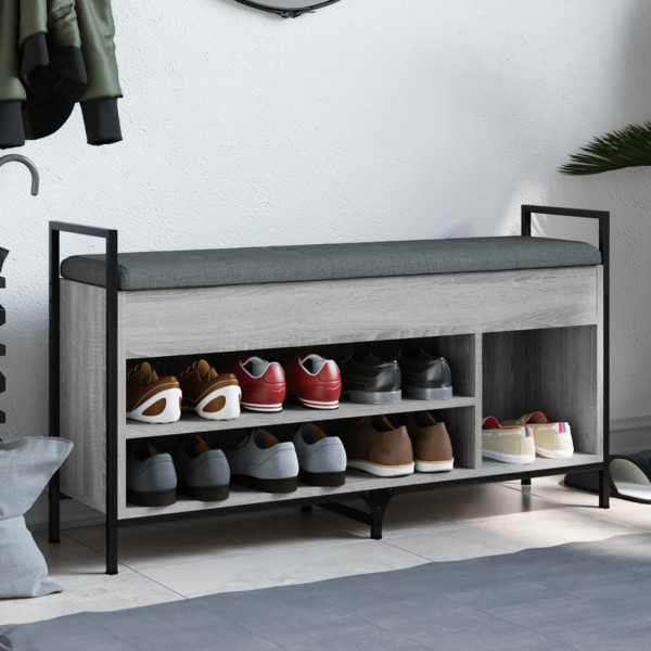 Banco zapatero madera de ingeniería gris Sonoma 105.5x32x57.5cm D