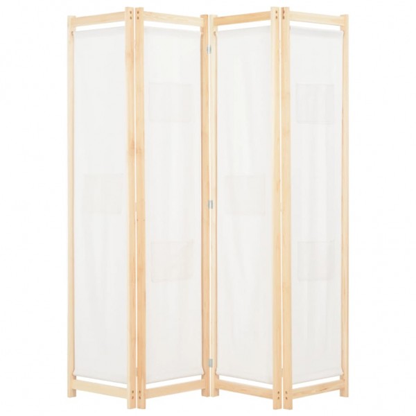 Biombo divisor de 4 painéis de tecido creme 160x170x4 cm D