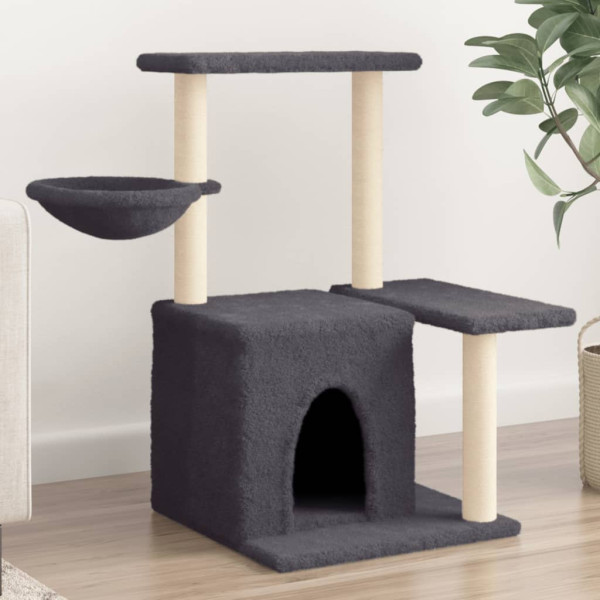 Rascador para gatos con postes de sisal gris oscuro 83 cm D