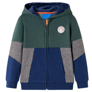 Sudadera infantil con capucha y cremallera verde oscuro 128 D