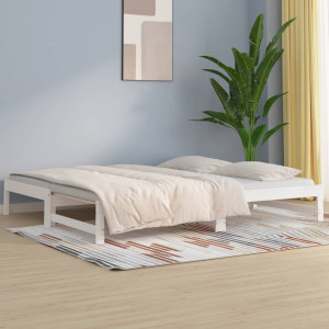 Sofá cama removível madeira maciça de pinho branco 2x(90x200) cm D