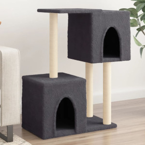 Raspador para gatos com postes de sisal cinza escuro 86 cm D