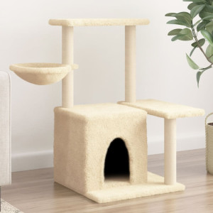 Raspador para gatos com postes de sisal creme 83 cm D