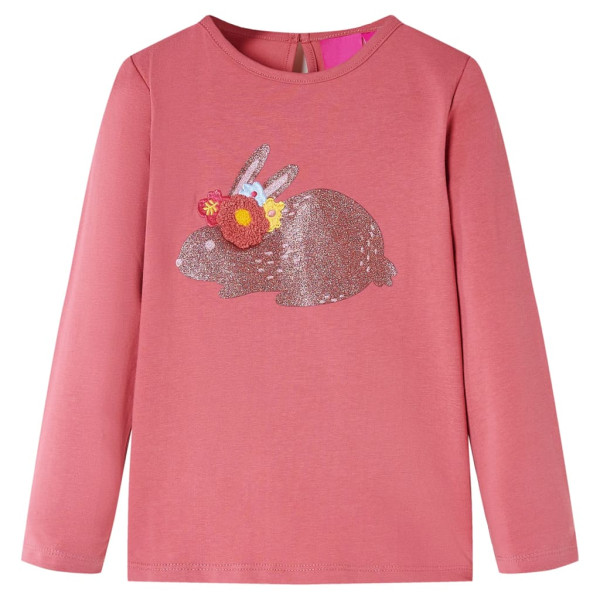 Camiseta infantil rosa envelhecida de manga comprida 116 D