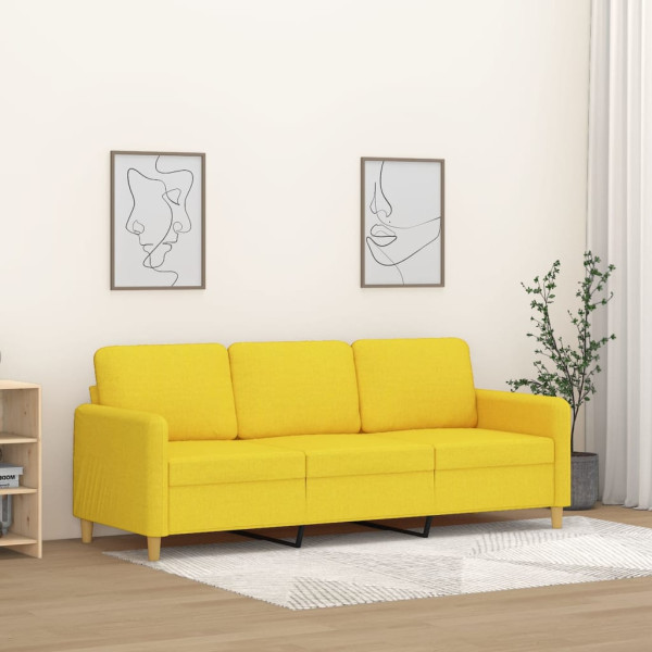 Sofá de 3 lugares de tecido amarelo claro 180 cm D