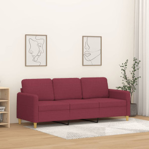 Sofá de 3 plazas de tela rojo tinto 180 cm D