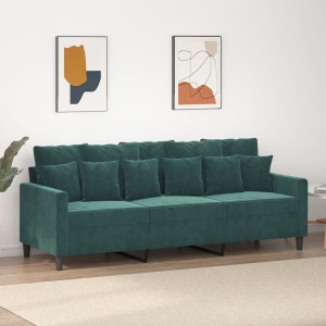 Sofá de 3 plazas terciopelo verde oscuro 180 cm D