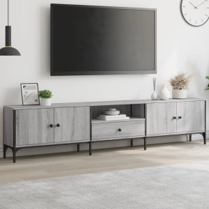 Mueble de TV cajón madera ingeniería gris Sonoma 200x25x44 cm D