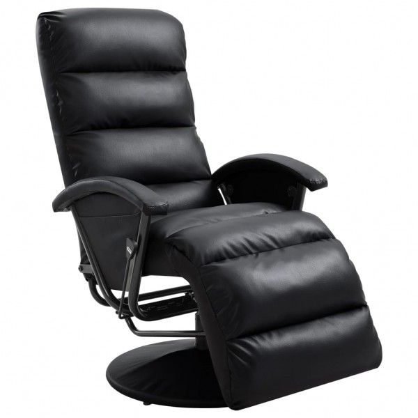 Sillón reclinable para TV de cuero sintético negro Sillón reclinable para TV de cuero sintético negro D
