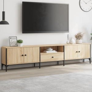 Mueble de TV cajón madera ingeniería roble Sonoma 200x25x44 cm D