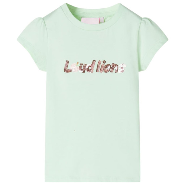 Camiseta para niños de manga casquillo verde suave 116 D