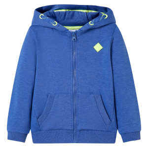 Sudadera para niños con capucha y cremallera azul mélange 128 D