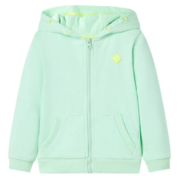 Sudadera para niños con capucha y cremallera verde brillante 92 D