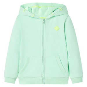 Sudadera para niños con capucha y cremallera verde brillante 116 D