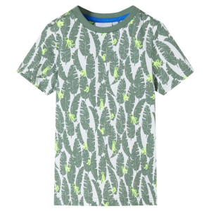 Camiseta infantil crudo y verde hiedra oscuro 140 D