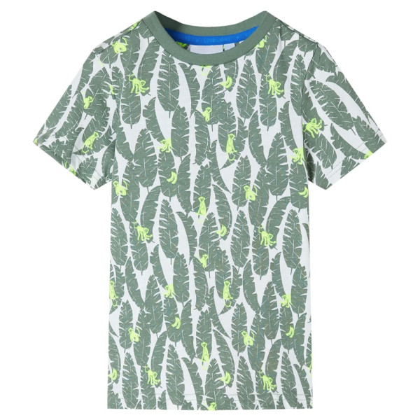 Camiseta infantil crudo y verde hiedra oscuro 140 D