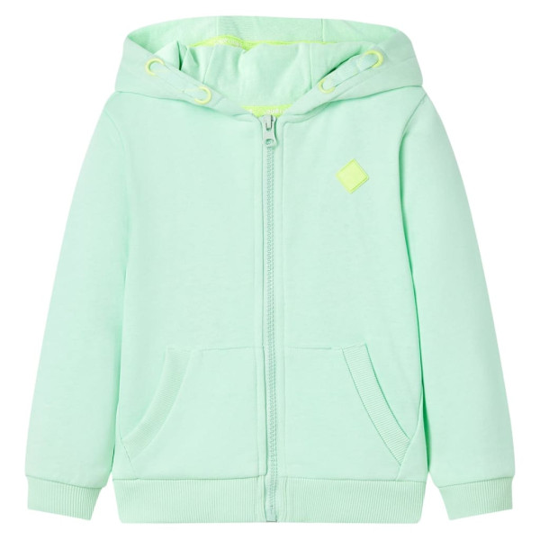 Sudadera para niños con capucha y cremallera verde brillante 140 D