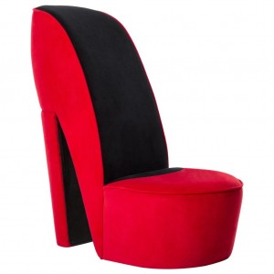 Assento em forma de calcanhar de veludo vermelho D