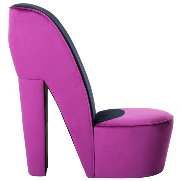 Sillón con forma de zapato de tacón terciopelo morado M 2