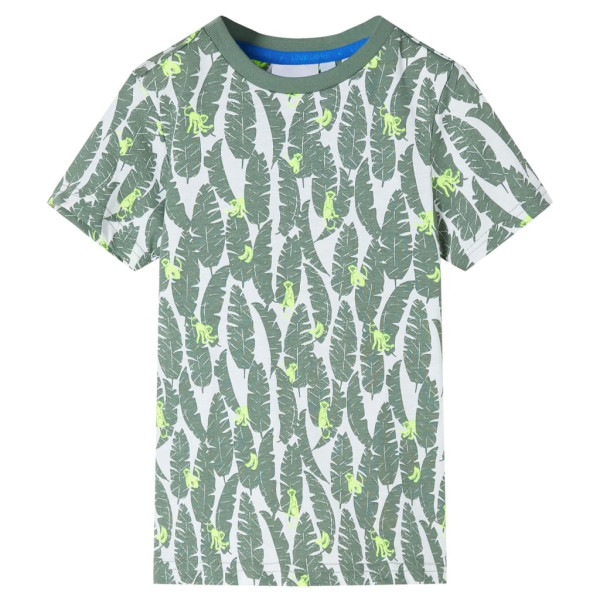 Camiseta infantil crudo y verde hiedra oscuro 104 D