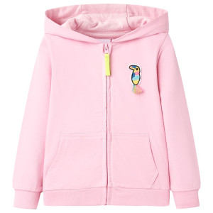 Camisola infantil com capuz e zip rosa 128 D