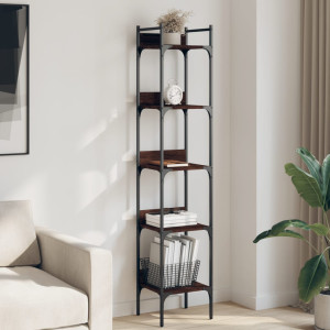 Librería de 5 estantes madera roble marrón 35x30x174 cm D