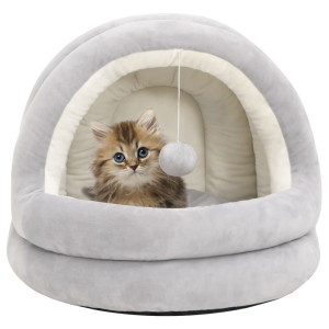 Cama para gatos color gris y crema 50x50x45 cm D