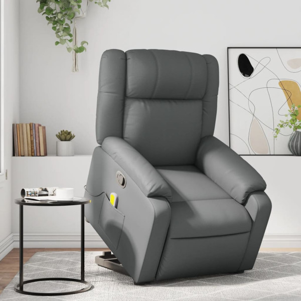 Assento reclinável de massagem de pé de couro artificial cinza D