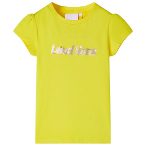 Camiseta para niños de manga casquillo amarillo chillón 128 D