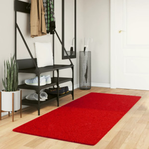 Alfombra de pelo corto suave lavable HUARTE rojo 80x200 cm D