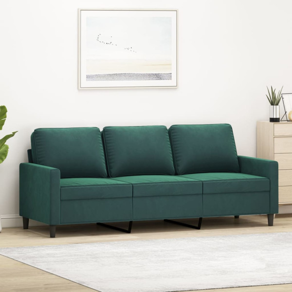 Sofá de 3 lugares em veludo verde escuro 180 cm D