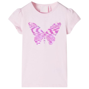 Camiseta de niños de manga casquillo rosa suave 92 D