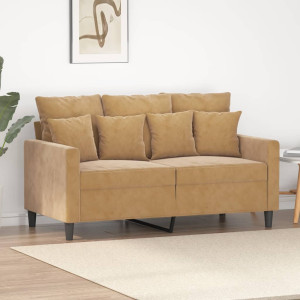 Sofá de 2 plazas terciopelo marrón 120 cm D