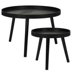 Home&Styling Juego de mesas auxiliares redondas 2 piezas negro D