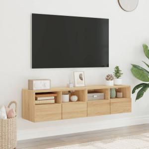 Muebles de TV de pared 2 uds madera roble Sonoma 60x30x30 cm D